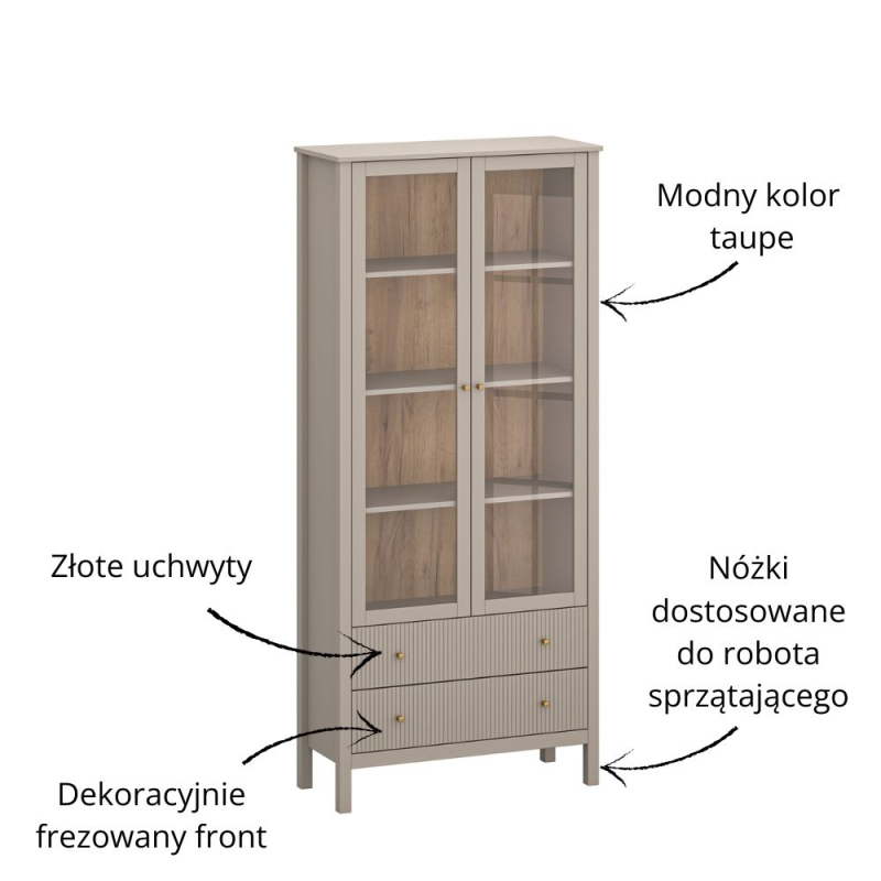 Witryna KLEO 2w2s [V] taupe | Mebelbos — zdjęcie 5