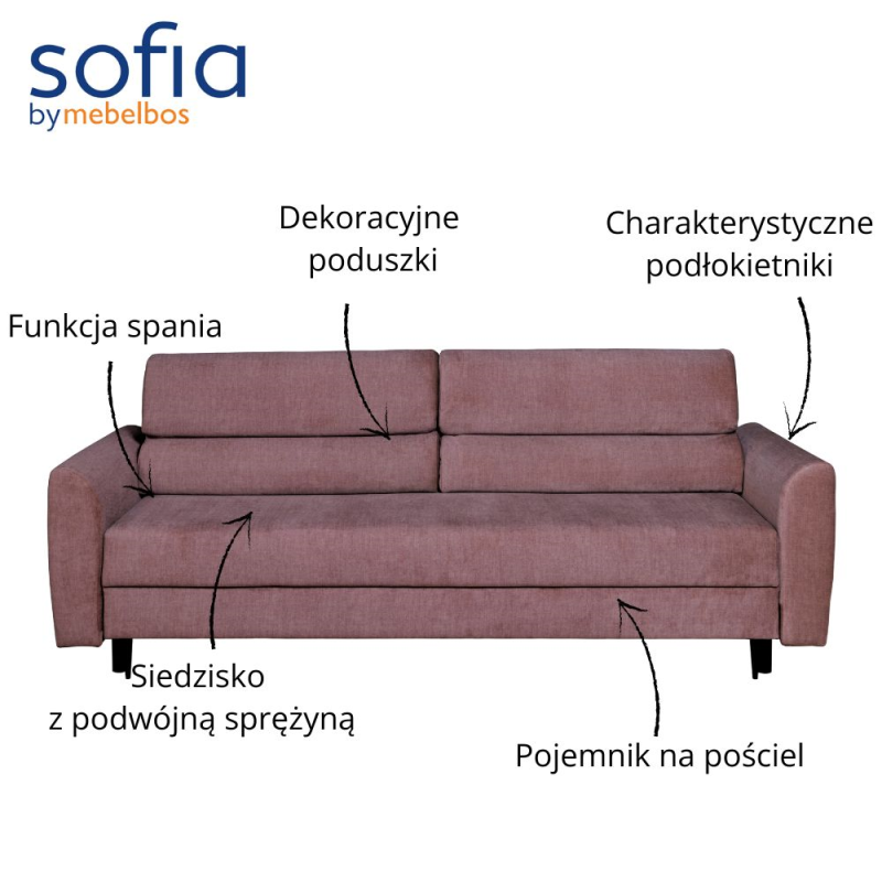 Sofa BOLONIA 3DL Vogue3 Antelope | Mebelbos — zdjęcie 8 Sofa BOLONIA 3DL Vogue3 Antelope | Mebelbos — zdjęcie 8