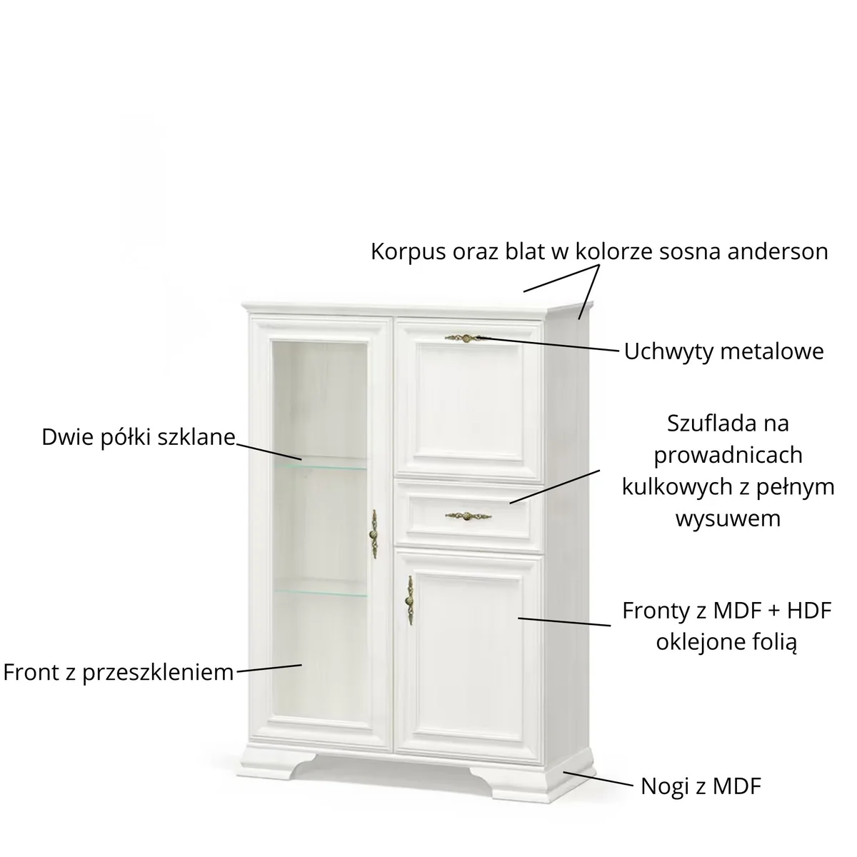 Komoda IRYS z barkiem 1d1w1s1b sosna anderson | Mebelbos — zdjęcie 5