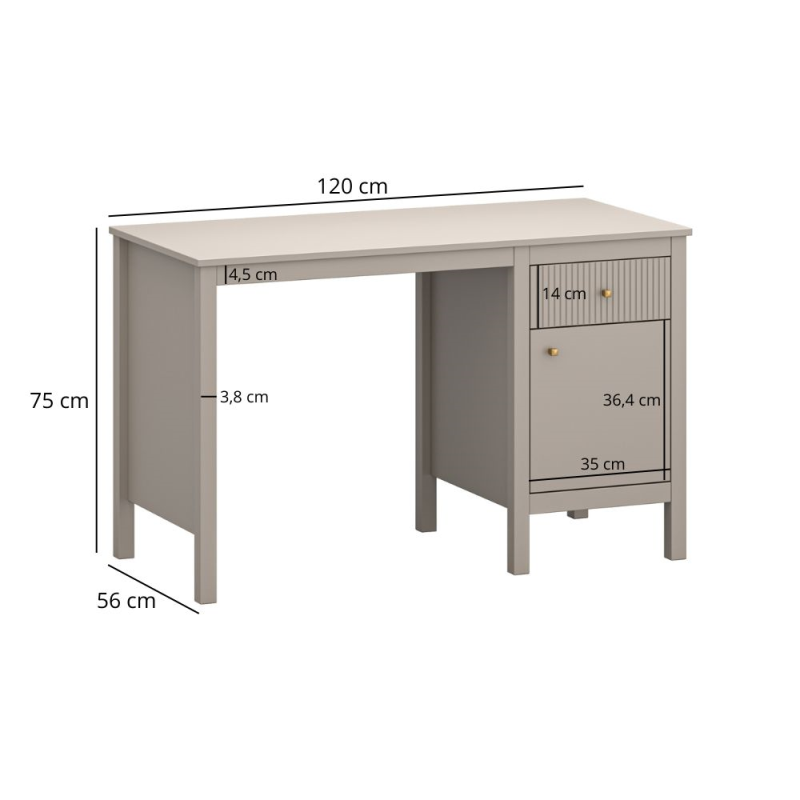 Biurko KLEO 1d1s/120 [T] taupe | Mebelbos — zdjęcie 2
