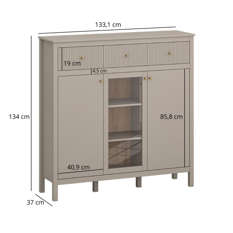 Komoda KLEO 2d1w3s [G] taupe | Mebelbos — zdjęcie 2