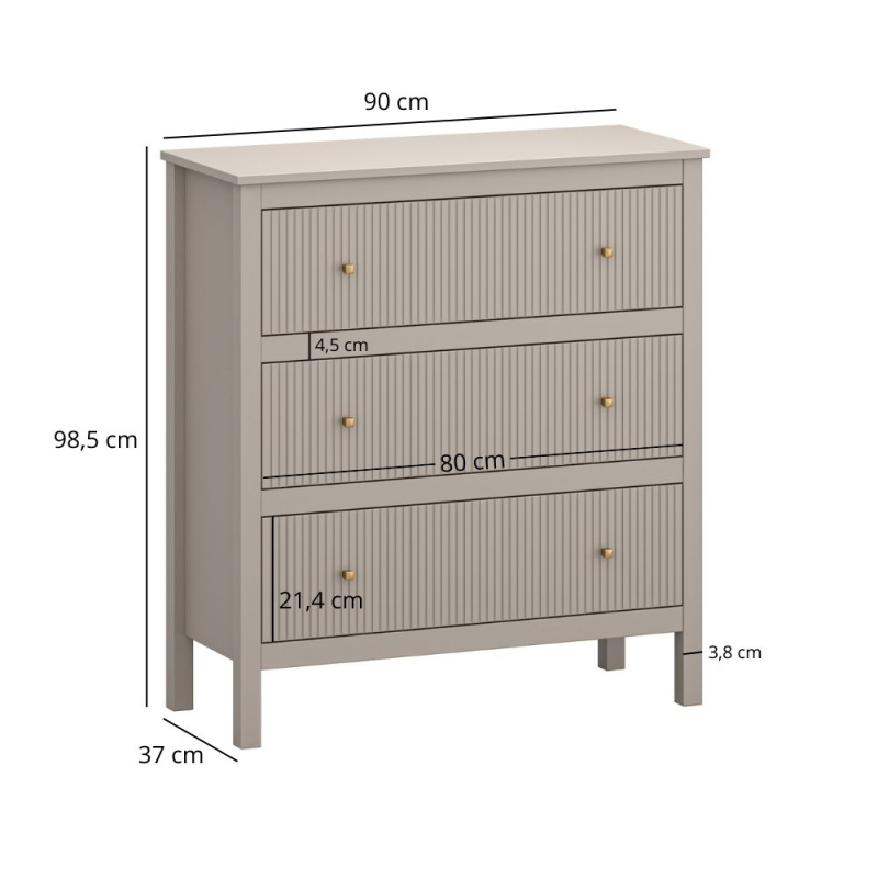 Komoda KLEO 3s [K] taupe | Mebelbos — zdjęcie 2
