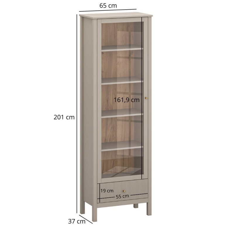 Witryna KLEO 1w1s [A] taupe | Mebelbos — zdjęcie 4