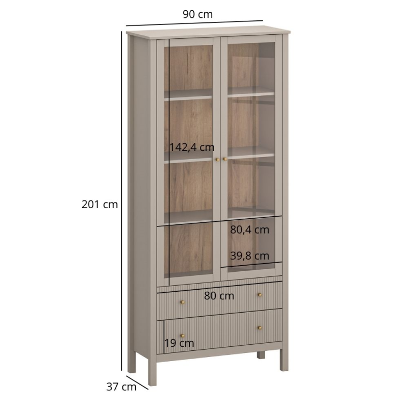 Witryna KLEO 2w2s [V] taupe | Mebelbos — zdjęcie 3