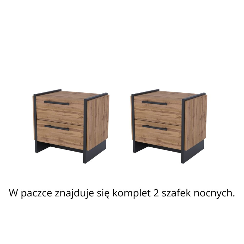 Szafka AMINO nocna 2s - 2szt dąb wotan / czarny | Mebelbos — zdjęcie 5