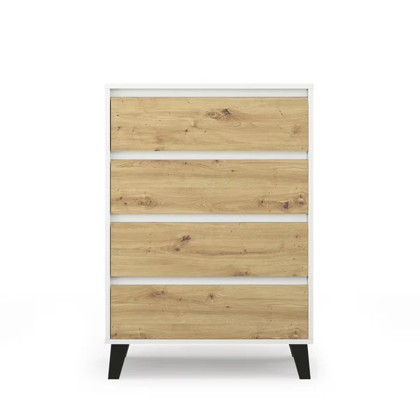 Komoda BORG 4s/70 biały / dąb artisan | Mebelbos Komoda BORG 4s/70 biały / dąb artisan | Mebelbos