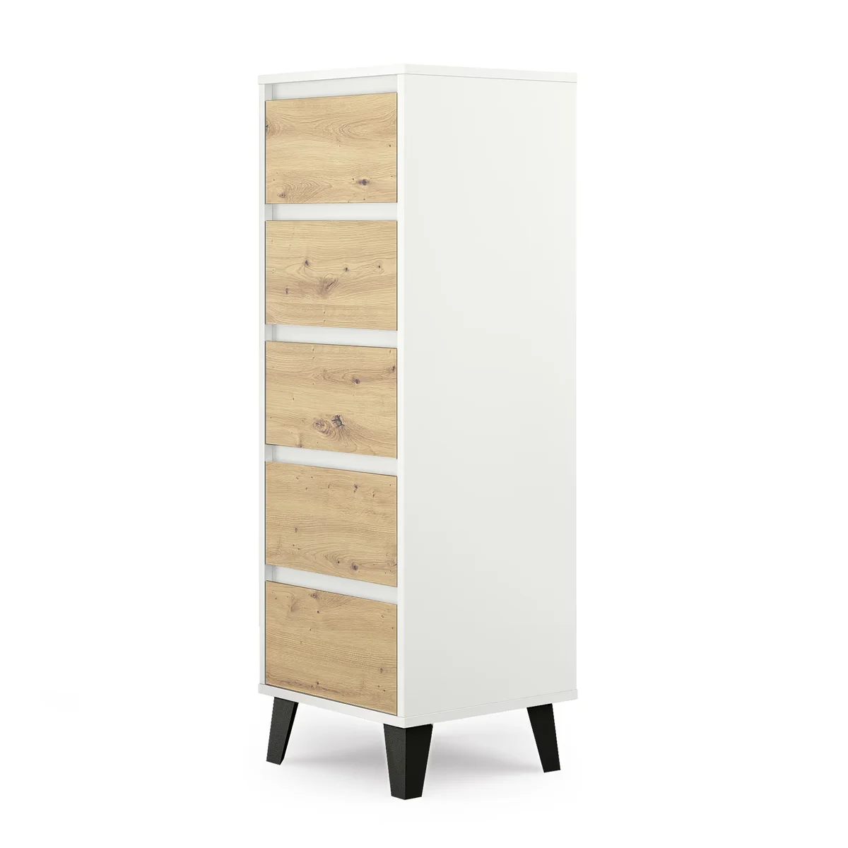 Komoda BORG 5s/40 biały / dąb artisan | Mebelbos — zdjęcie 3 Komoda BORG 5s/40 biały / dąb artisan | Mebelbos — zdjęcie 3