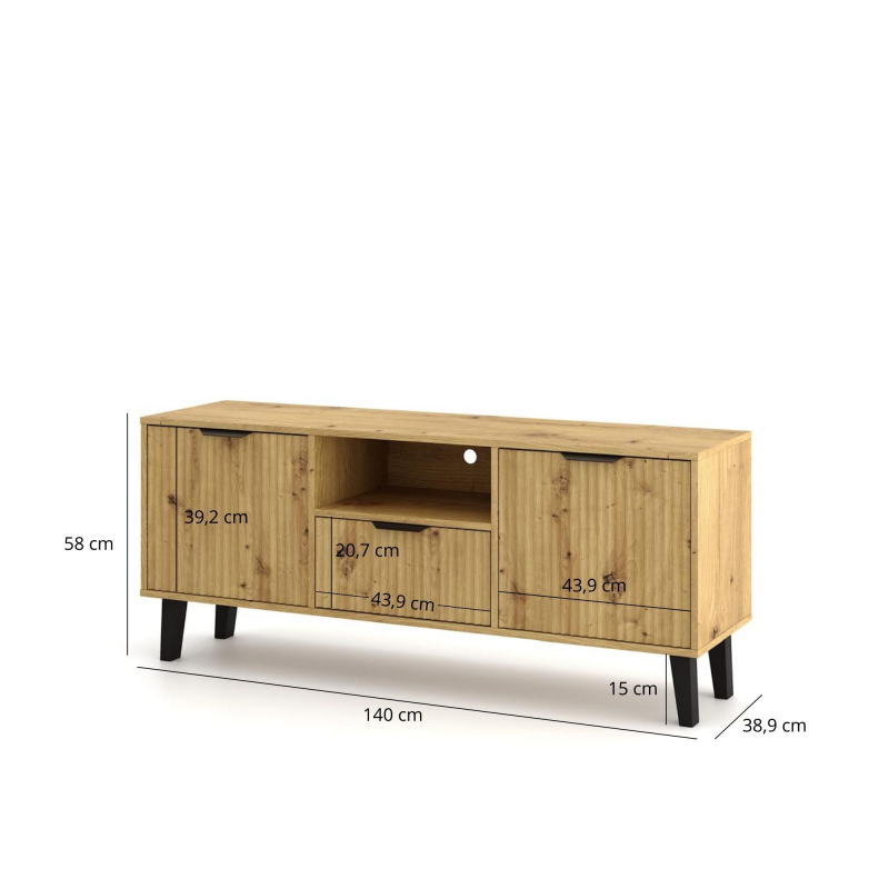 Szafka BORG DUO RTV 2d1s dąb artisan | Mebelbos — zdjęcie 5