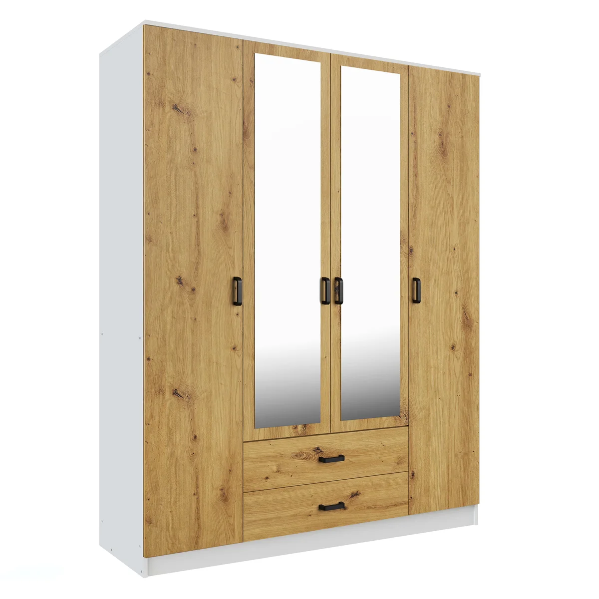Szafa KAMI z lustrem 4d2s biały / dąb artisan | Mebelbos