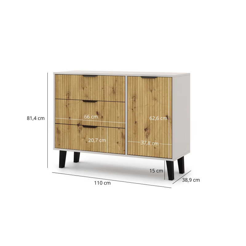 Komoda BORG DUO 1d3s kaszmir / dąb artisan | Mebelbos — zdjęcie 5