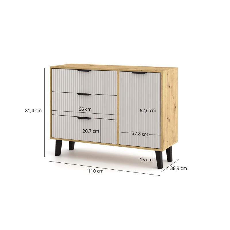 Komoda BORG DUO 1d3s dąb artisan / kaszmir | Mebelbos — zdjęcie 5