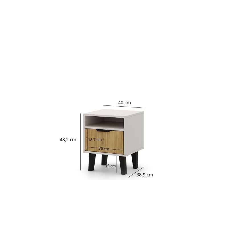 Szafka BORG DUO nocna 1s kaszmir / dąb artisan | Mebelbos — zdjęcie 5 Szafka BORG DUO nocna 1s kaszmir / dąb artisan | Mebelbos — zdjęcie 5