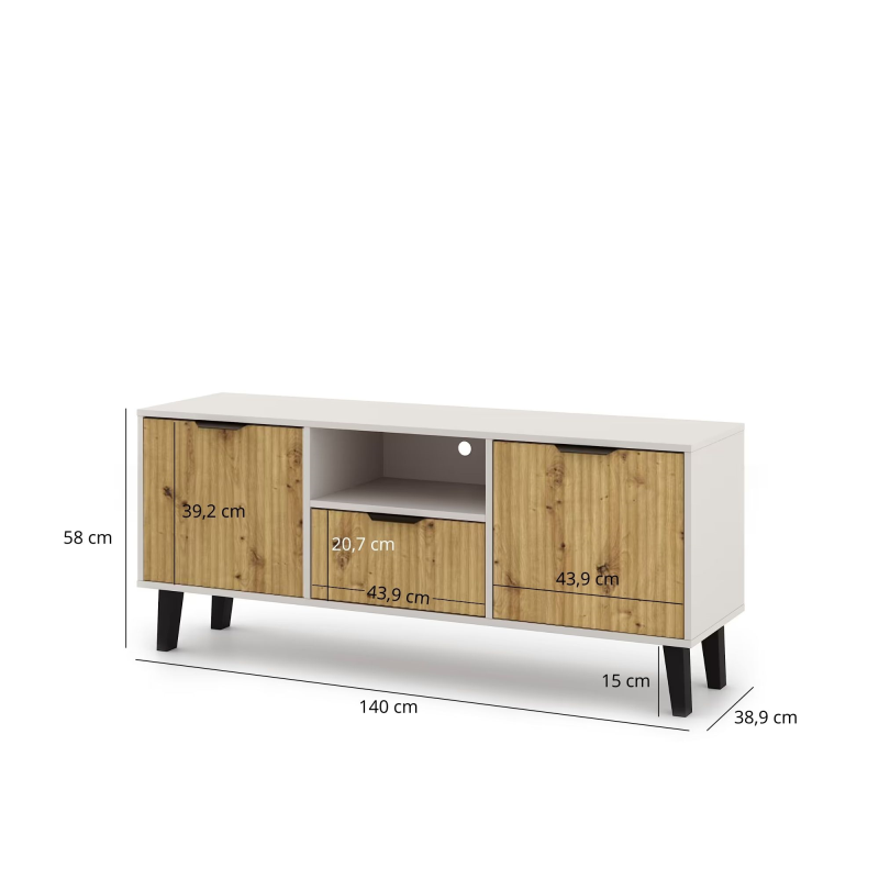Szafka BORG DUO RTV 2d1s kaszmir / dąb artisan | Mebelbos — zdjęcie 5 Szafka BORG DUO RTV 2d1s kaszmir / dąb artisan | Mebelbos — zdjęcie 5