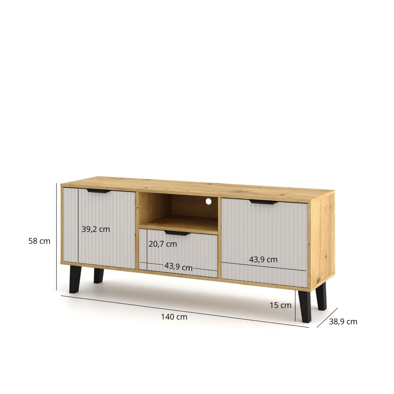 Szafka BORG DUO RTV 2d1s dąb artisan / kaszmir | Mebelbos — zdjęcie 5 Szafka BORG DUO RTV 2d1s dąb artisan / kaszmir | Mebelbos — zdjęcie 5