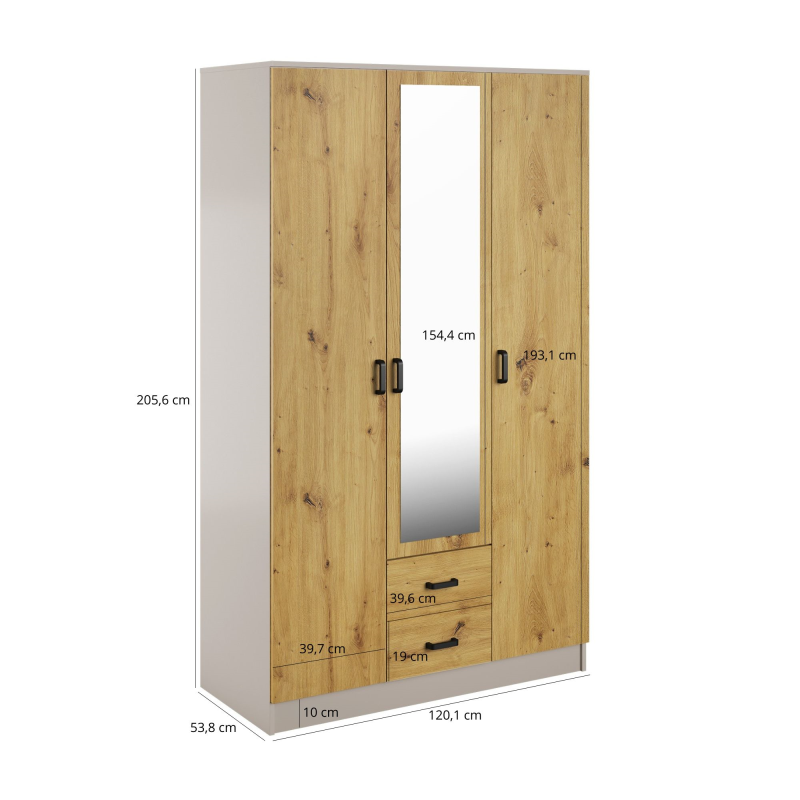 Szafa KAMI z lustrem 3d2s kaszmir / dąb artisan | Mebelbos — zdjęcie 2