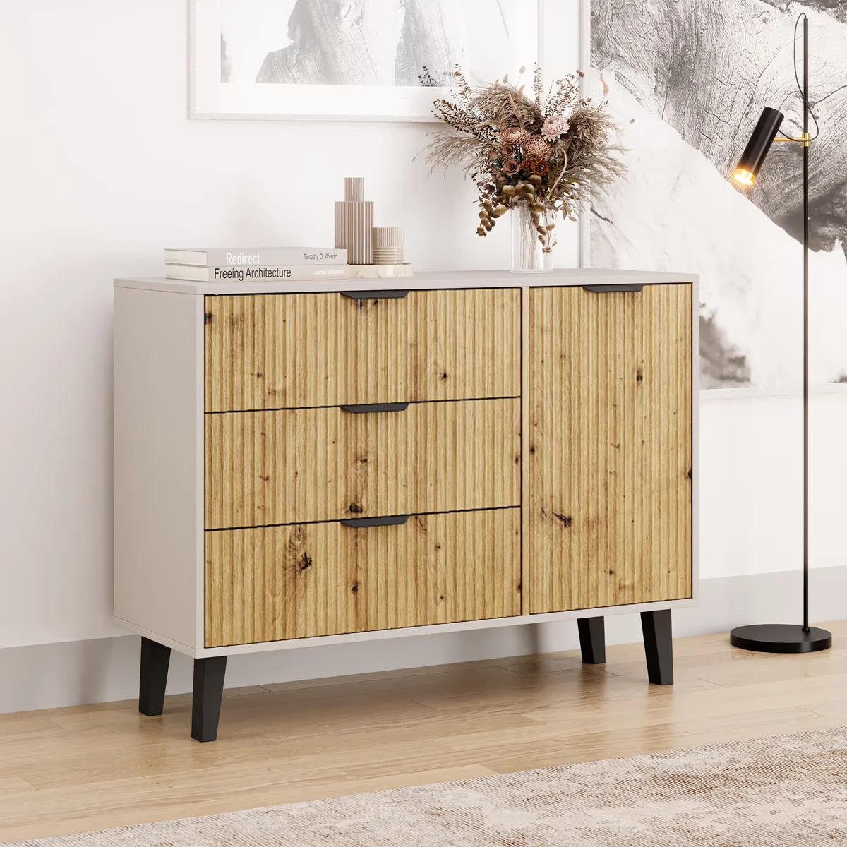 Komoda BORG DUO 1d3s kaszmir / dąb artisan | Mebelbos — zdjęcie 3
