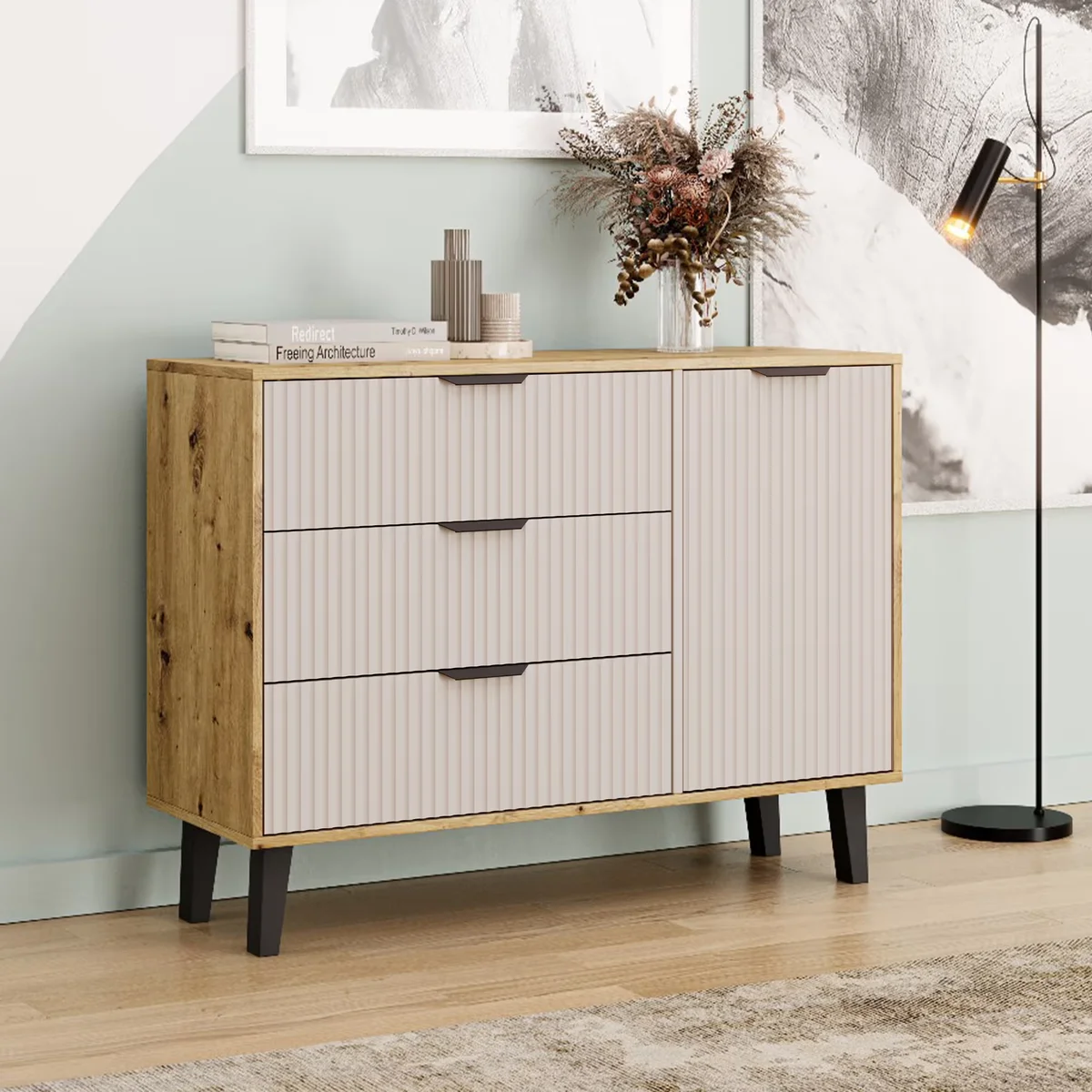 Komoda BORG DUO 1d3s dąb artisan / kaszmir | Mebelbos — zdjęcie 3