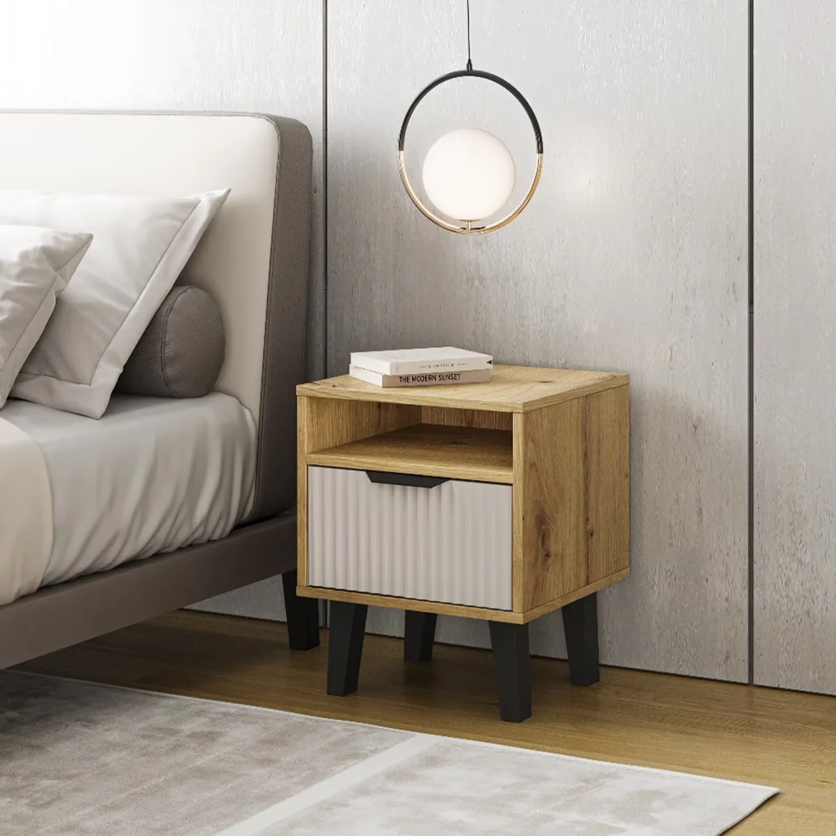 Szafka BORG DUO nocna 1s dąb artisan / kaszmir | Mebelbos — zdjęcie 3