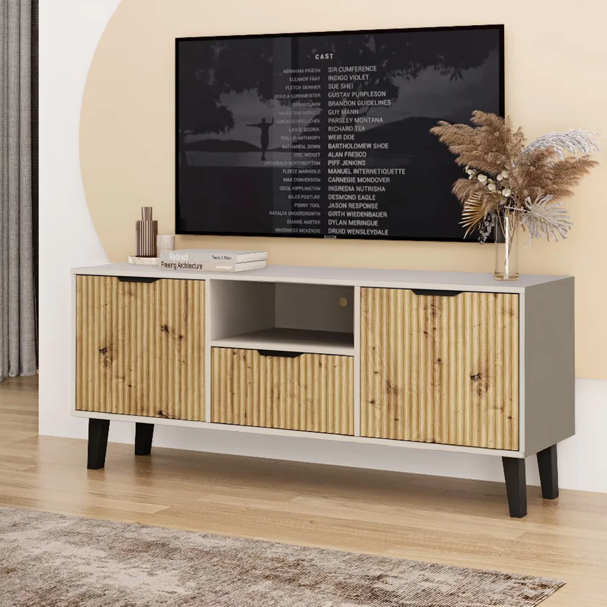 Szafka BORG DUO RTV 2d1s kaszmir / dąb artisan | Mebelbos — zdjęcie 3 Szafka BORG DUO RTV 2d1s kaszmir / dąb artisan | Mebelbos — zdjęcie 3