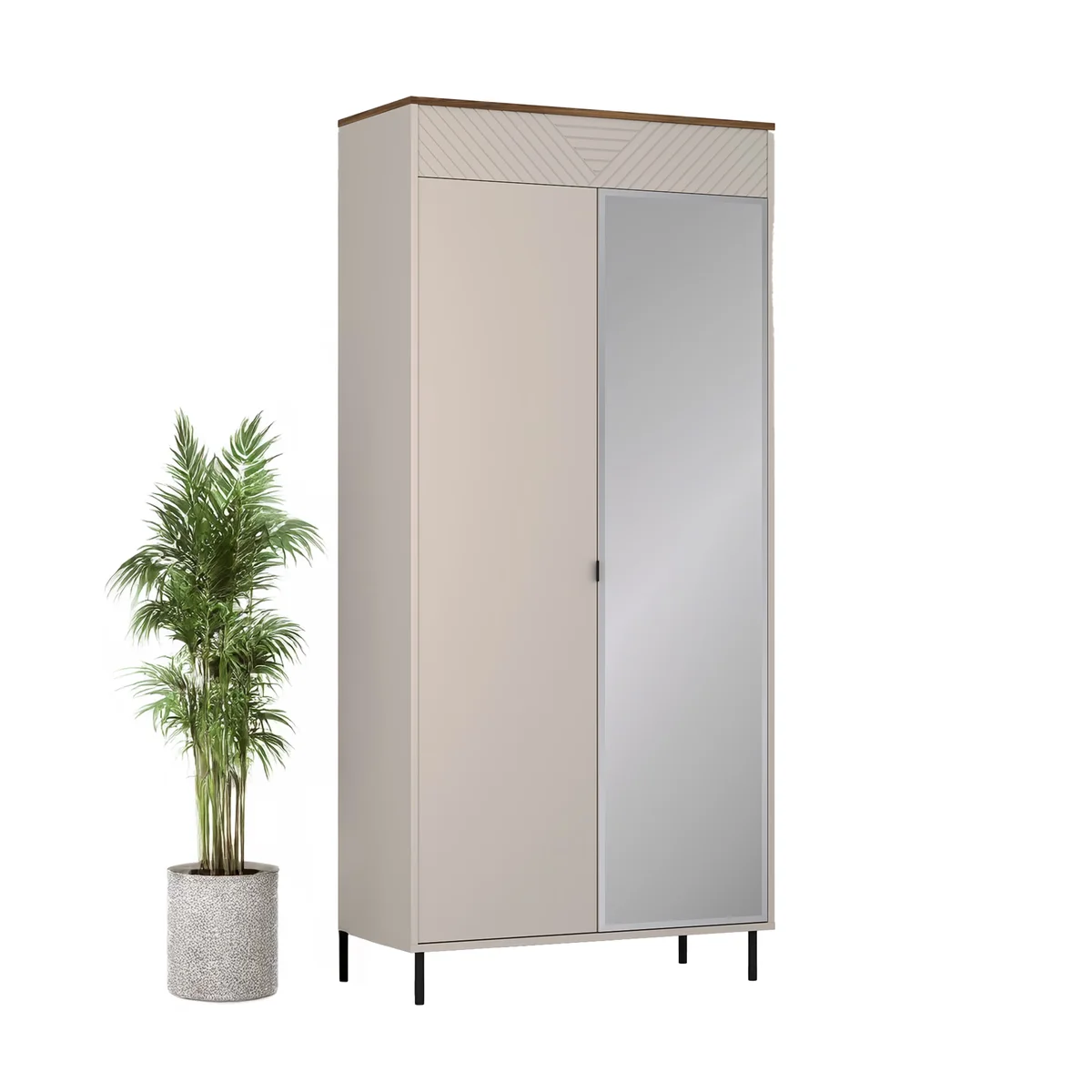 Szafa EVO z lustrem 2d/40 (EO16) kaszmir / dąb castello | Mebelbos — zdjęcie 2 Szafa EVO z lustrem 2d/40 (EO16) kaszmir / dąb castello | Mebelbos — zdjęcie 2