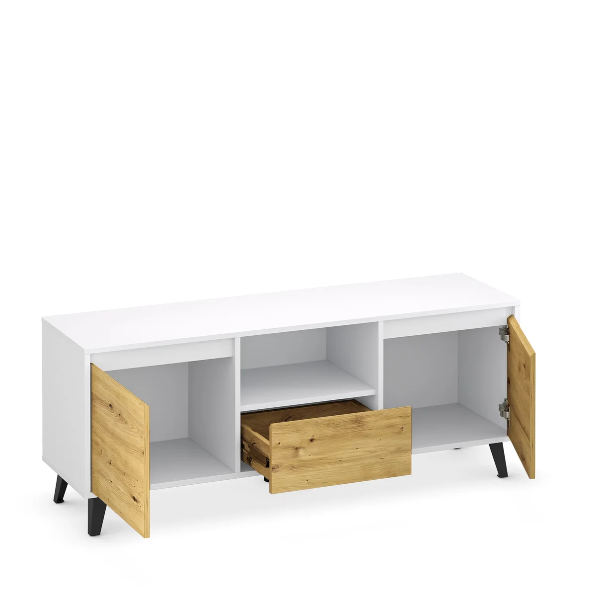 Szafka BORG RTV 2d1s biały / dąb artisan | Mebelbos — zdjęcie 4