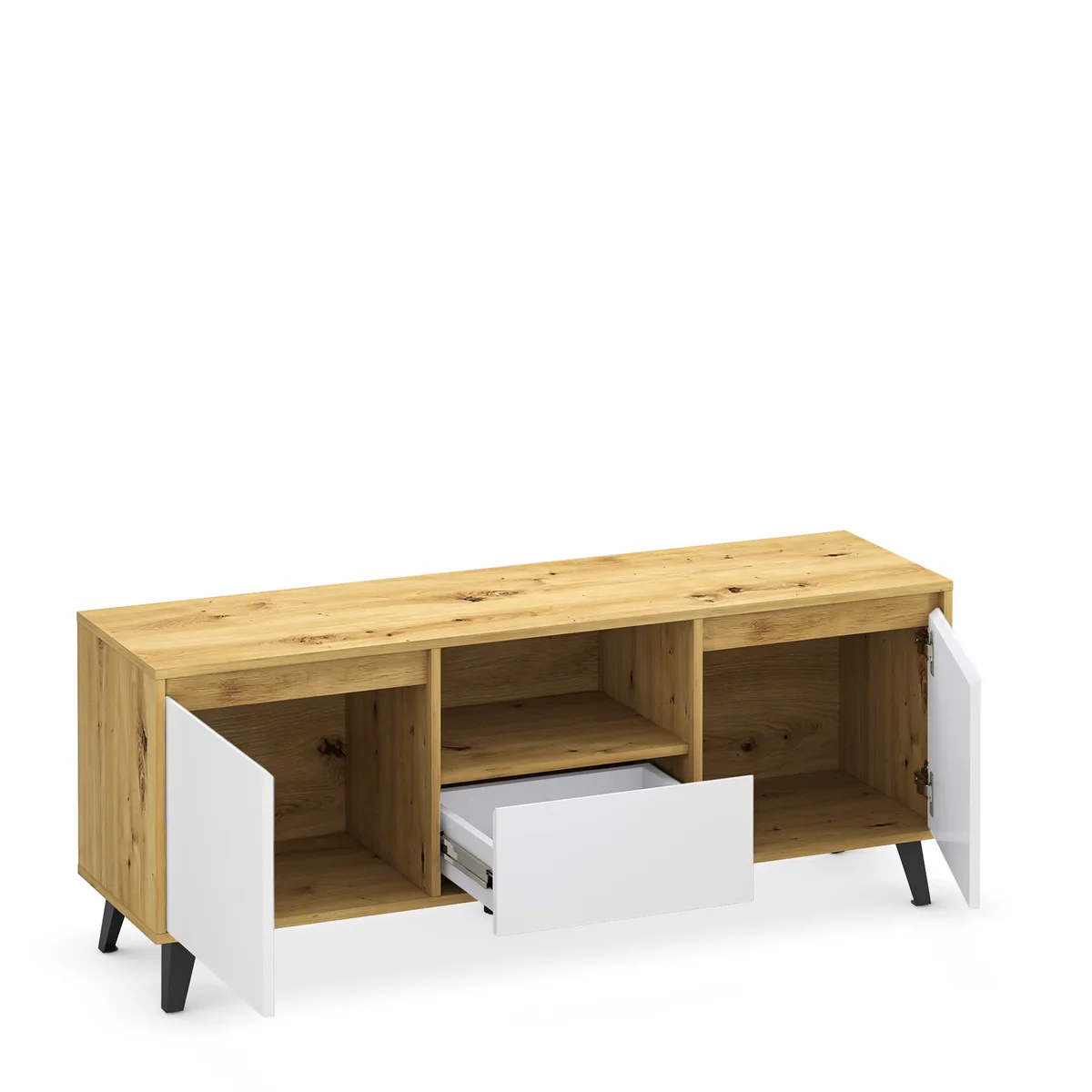 Szafka BORG RTV 2d1s dąb artisan / biały | Mebelbos — zdjęcie 4 Szafka BORG RTV 2d1s dąb artisan / biały | Mebelbos — zdjęcie 4