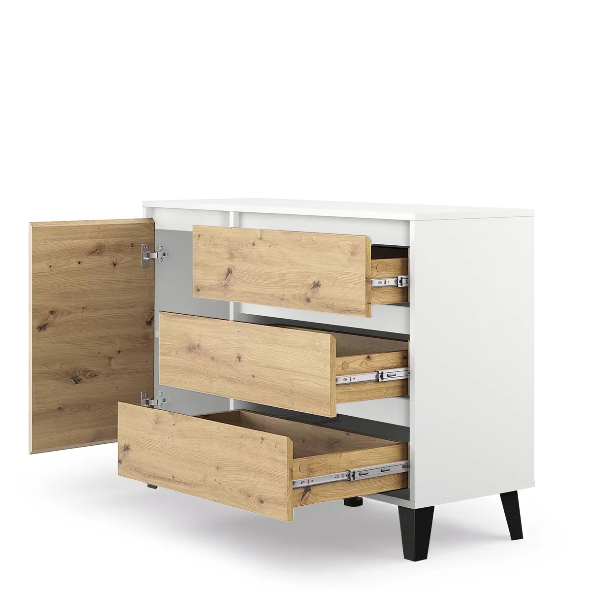 Komoda BORG 1d3s biały / dąb artisan | Mebelbos — zdjęcie 5