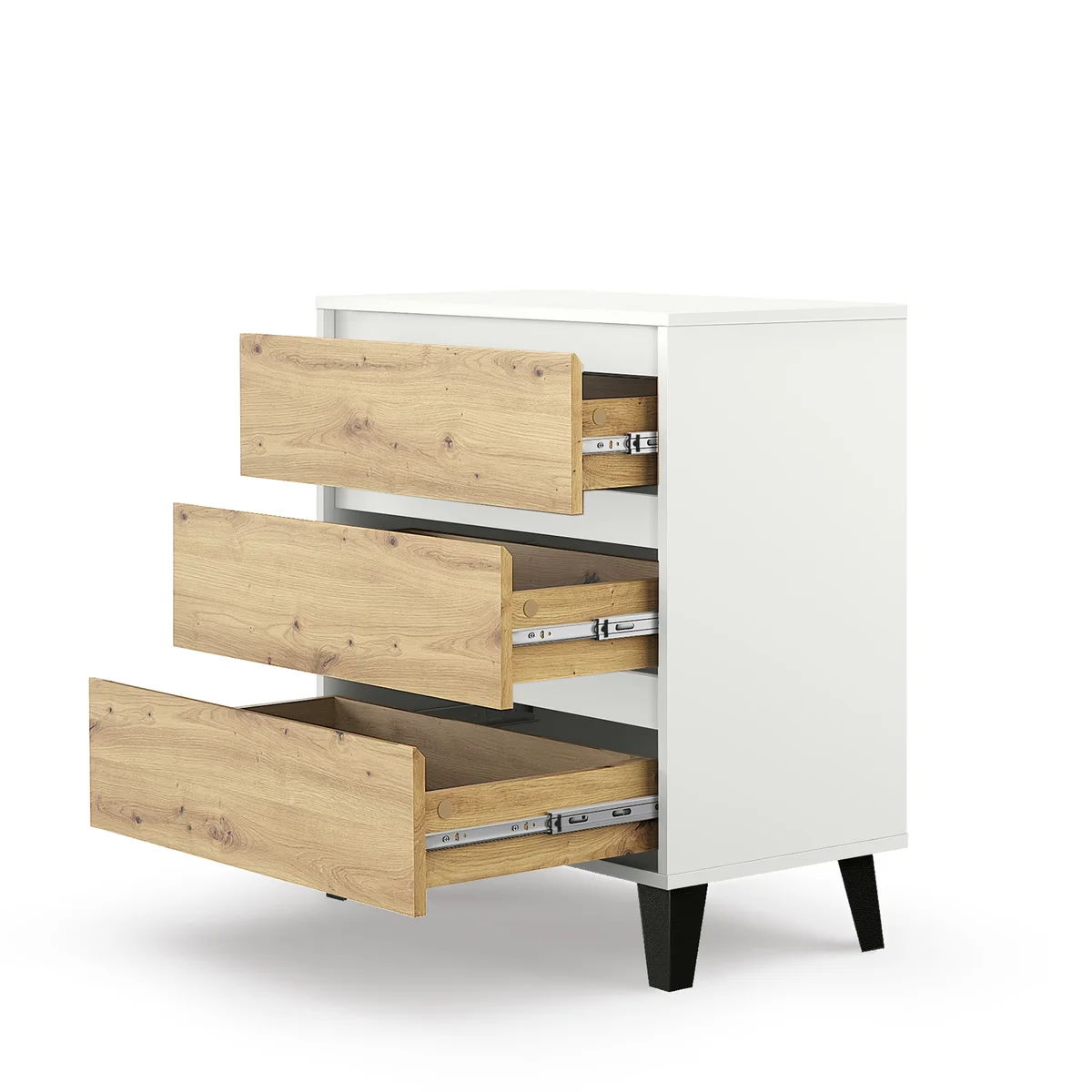 Komoda BORG 3s/70 biały / dąb artisan | Mebelbos — zdjęcie 7 Komoda BORG 3s/70 biały / dąb artisan | Mebelbos — zdjęcie 7
