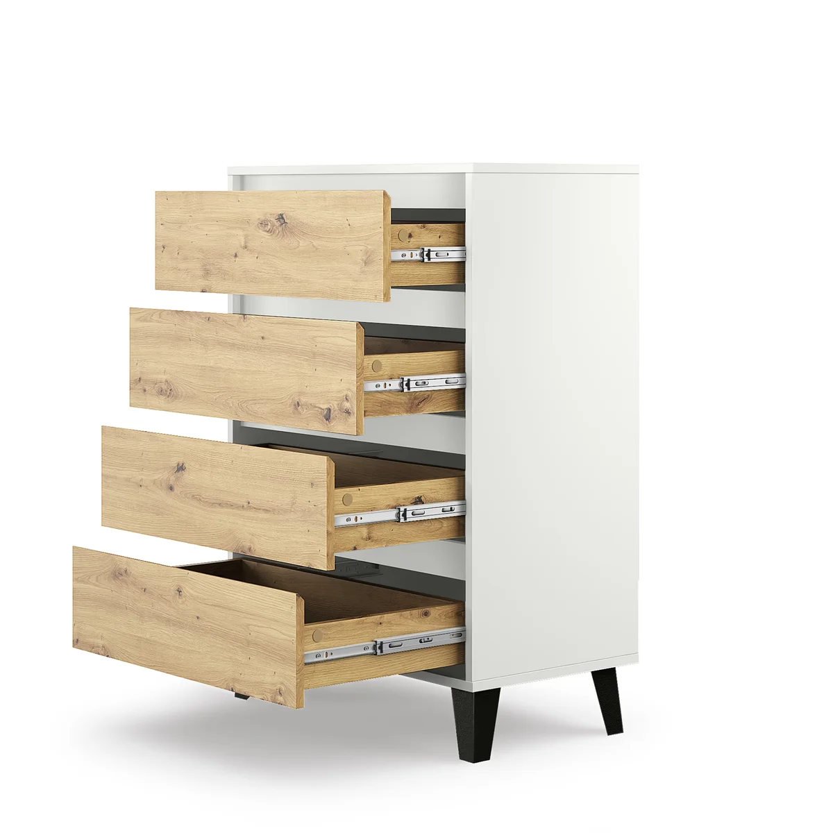 Komoda BORG 4s/70 biały / dąb artisan | Mebelbos — zdjęcie 6 Komoda BORG 4s/70 biały / dąb artisan | Mebelbos — zdjęcie 6