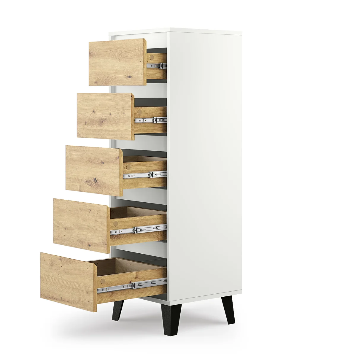 Komoda BORG 5s/40 biały / dąb artisan | Mebelbos — zdjęcie 5 Komoda BORG 5s/40 biały / dąb artisan | Mebelbos — zdjęcie 5