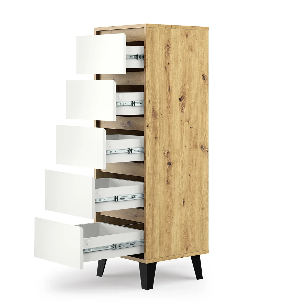 Komoda BORG 5s/40 dąb artisan / biały | Mebelbos — zdjęcie 5 Komoda BORG 5s/40 dąb artisan / biały | Mebelbos — zdjęcie 5