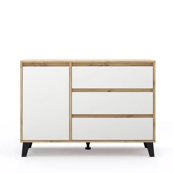 Komoda BORG 1d3s dąb artisan / biały | Mebelbos