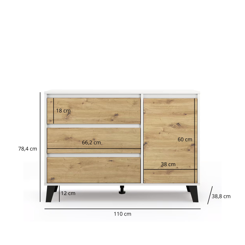 Komoda BORG 1d3s biały / dąb artisan | Mebelbos — zdjęcie 4