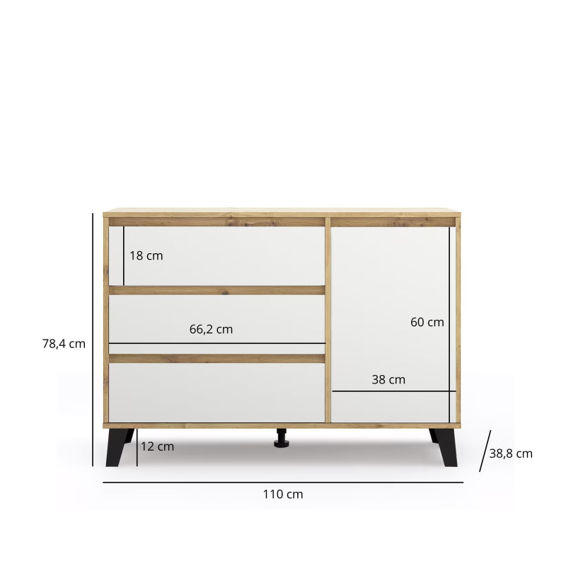 Komoda BORG 1d3s dąb artisan / biały | Mebelbos — zdjęcie 5