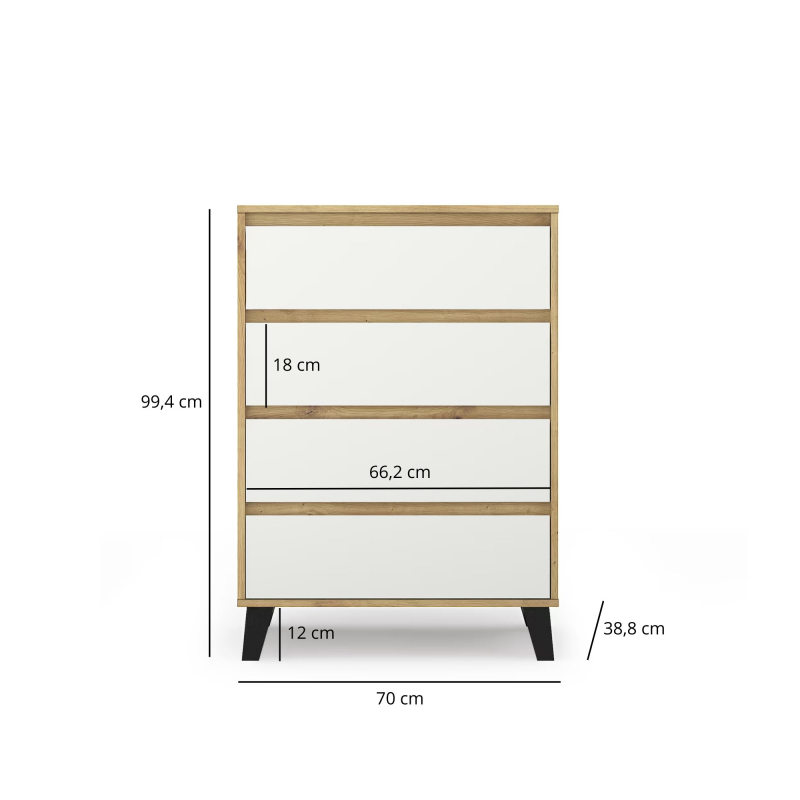 Komoda BORG 4s/70 dąb artisan / biały | Mebelbos — zdjęcie 5 Komoda BORG 4s/70 dąb artisan / biały | Mebelbos — zdjęcie 5