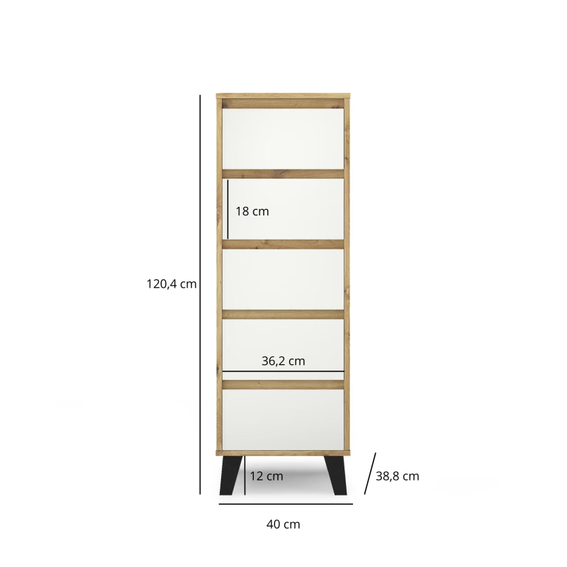Komoda BORG 5s/40 dąb artisan / biały | Mebelbos — zdjęcie 4 Komoda BORG 5s/40 dąb artisan / biały | Mebelbos — zdjęcie 4