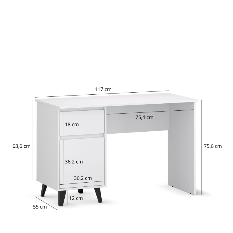 Biurko BORG 1d1s/120 biały [T] (v.3) | Mebelbos — zdjęcie 5