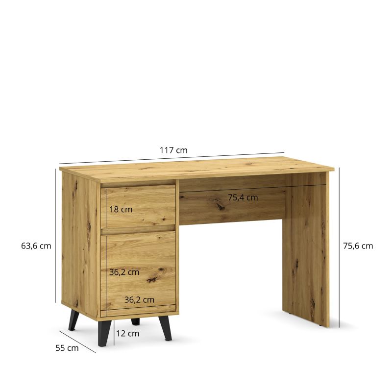Biurko BORG 1d1s/120 dąb artisan [T] (v.3) | Mebelbos — zdjęcie 5
