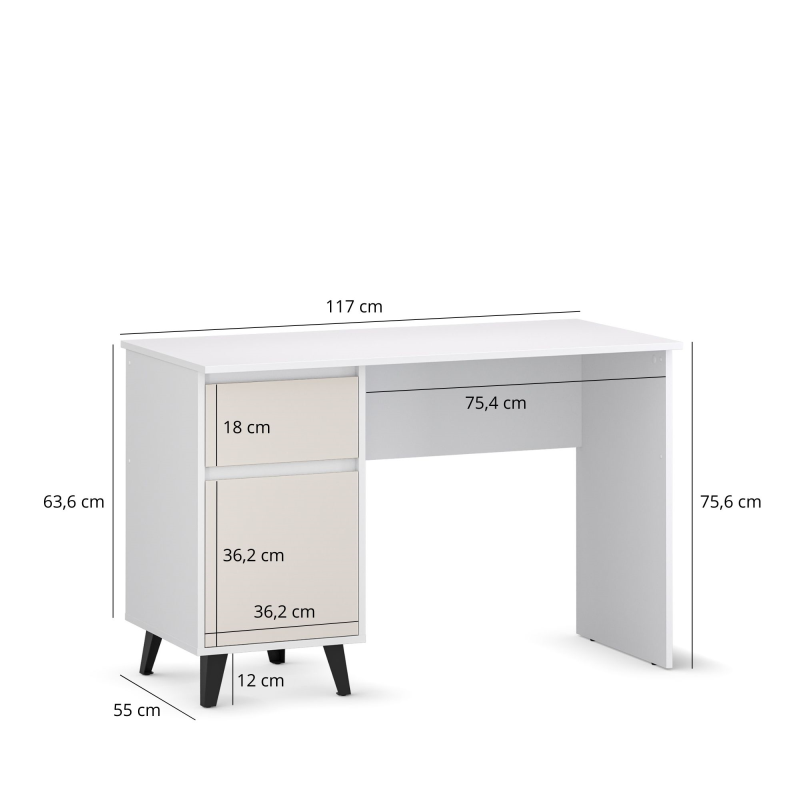 Biurko BORG 1d1s/120 biały / kaszmir | Mebelbos — zdjęcie 5