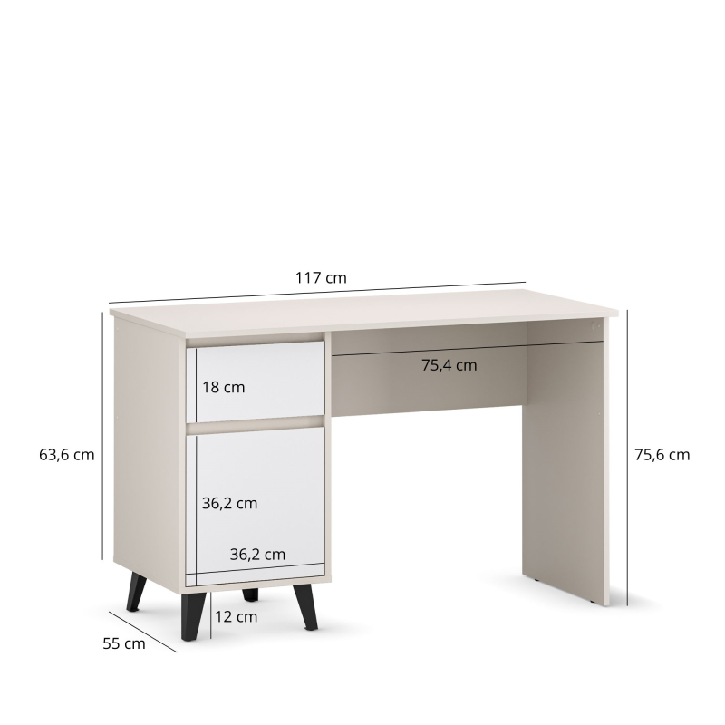 Biurko BORG 1d1s/120 kaszmir / biały | Mebelbos — zdjęcie 5 Biurko BORG 1d1s/120 kaszmir / biały | Mebelbos — zdjęcie 5