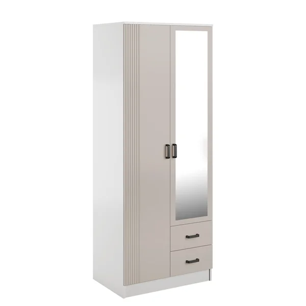 Szafa KAMI 2d2s z lustrem RYFLA biały / kaszmir | Mebelbos