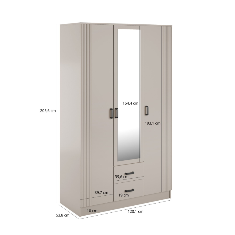 Szafa KAMI 3d2s z lustrem RYFLA kaszmir | Mebelbos — zdjęcie 2 Szafa KAMI 3d2s z lustrem RYFLA kaszmir | Mebelbos — zdjęcie 2