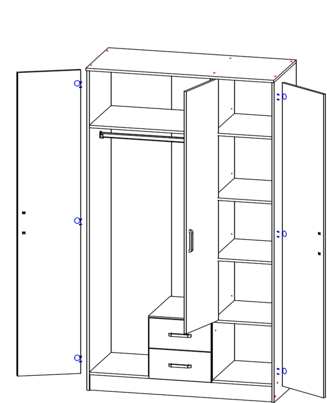 Szafa KAMI 3d2s z lustrem RYFLA biały | Mebelbos — zdjęcie 5