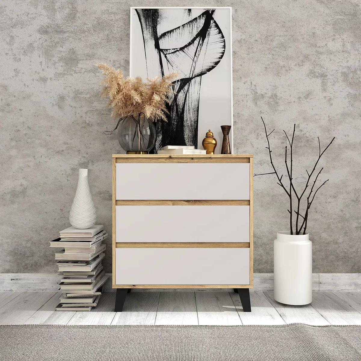 Komoda BORG 3s/70 dąb artisan / kaszmir | Mebelbos — zdjęcie 4 Komoda BORG 3s/70 dąb artisan / kaszmir | Mebelbos — zdjęcie 4