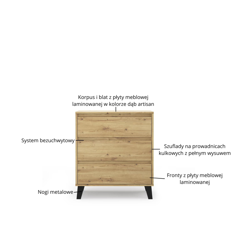 Komoda BORG 3s/70 dąb artisan [M] (v.3) | Mebelbos — zdjęcie 7