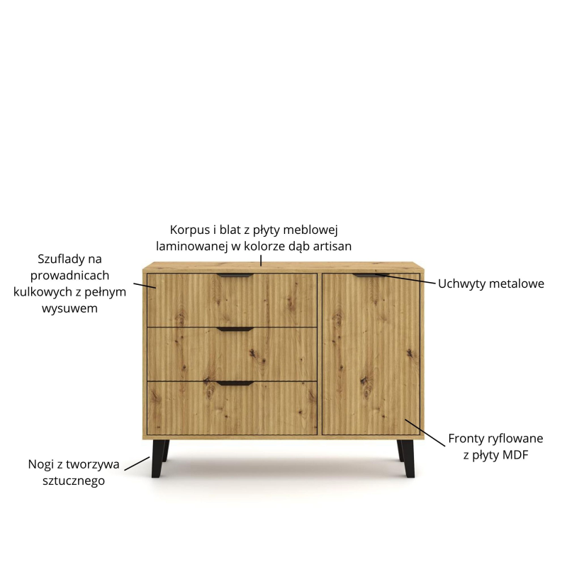 Komoda BORG DUO 1d3s dąb artisan | Mebelbos — zdjęcie 6