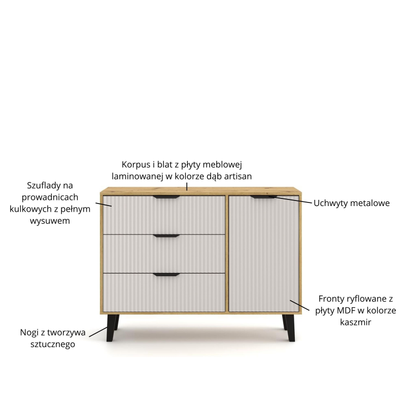 Komoda BORG DUO 1d3s dąb artisan / kaszmir | Mebelbos — zdjęcie 6
