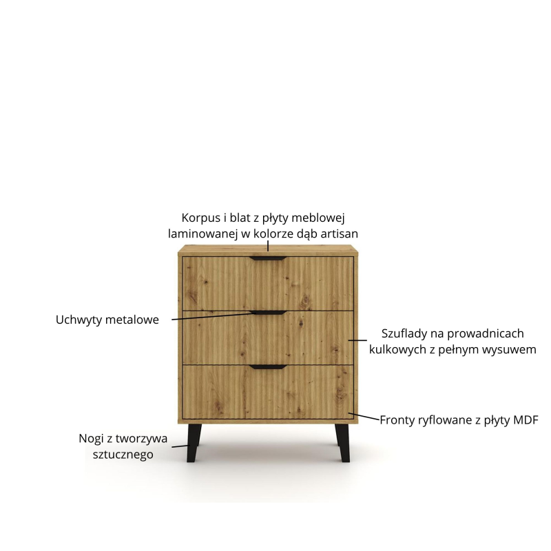 Komoda BORG DUO 3s dąb artisan | Mebelbos — zdjęcie 6
