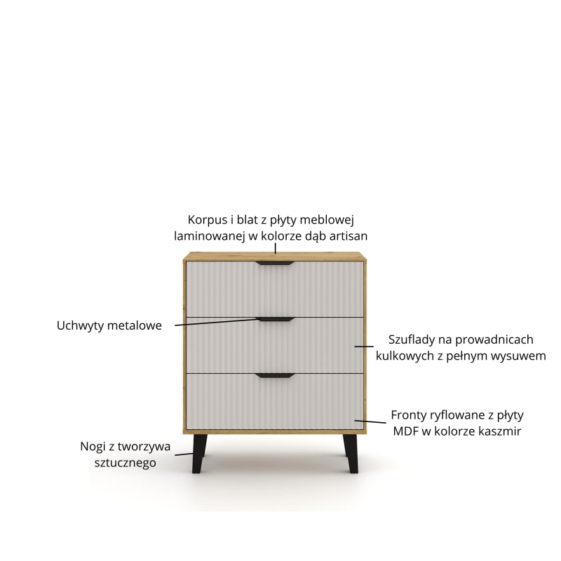 Komoda BORG DUO 3s dąb artisan / kaszmir | Mebelbos — zdjęcie 6