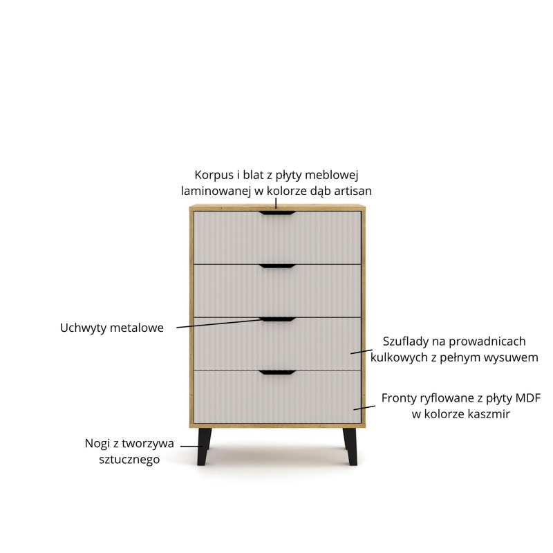 Komoda BORG DUO 4s dąb artisan / kaszmir | Mebelbos — zdjęcie 6